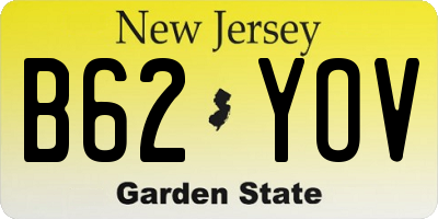 NJ license plate B62YOV