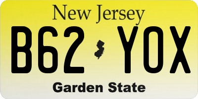 NJ license plate B62YOX