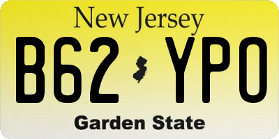 NJ license plate B62YPO