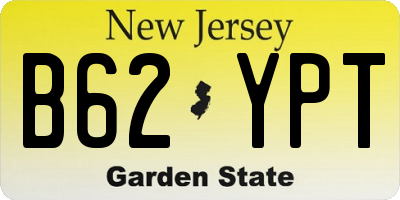 NJ license plate B62YPT