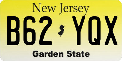 NJ license plate B62YQX