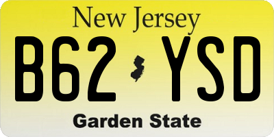 NJ license plate B62YSD