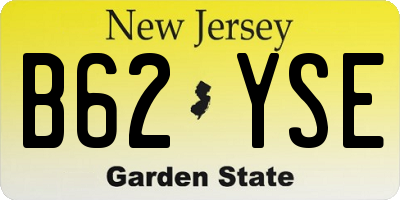 NJ license plate B62YSE