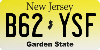 NJ license plate B62YSF