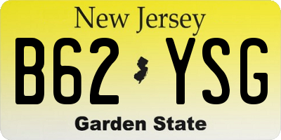 NJ license plate B62YSG