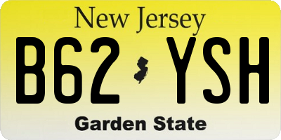 NJ license plate B62YSH