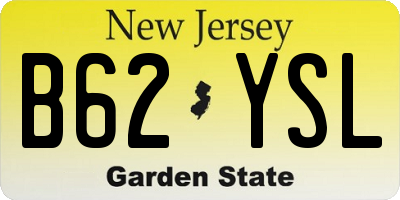 NJ license plate B62YSL