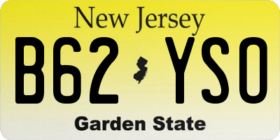 NJ license plate B62YSO