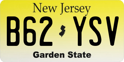 NJ license plate B62YSV