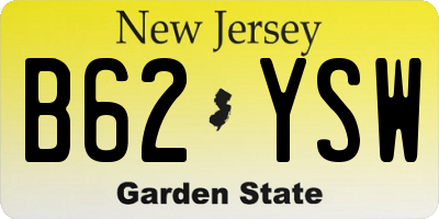 NJ license plate B62YSW