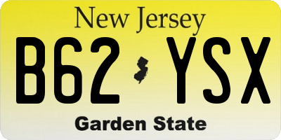 NJ license plate B62YSX