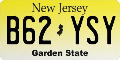 NJ license plate B62YSY