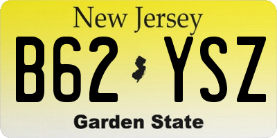 NJ license plate B62YSZ