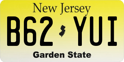 NJ license plate B62YUI