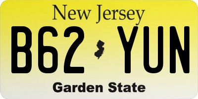 NJ license plate B62YUN
