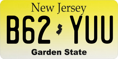 NJ license plate B62YUU