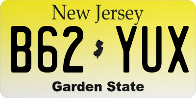 NJ license plate B62YUX