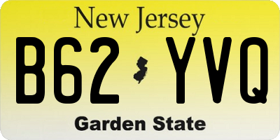 NJ license plate B62YVQ