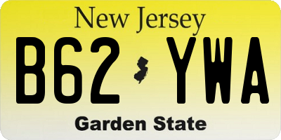 NJ license plate B62YWA