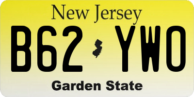 NJ license plate B62YWO