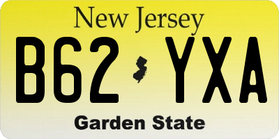 NJ license plate B62YXA
