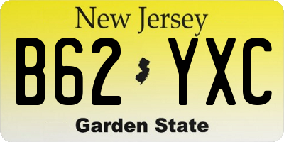 NJ license plate B62YXC