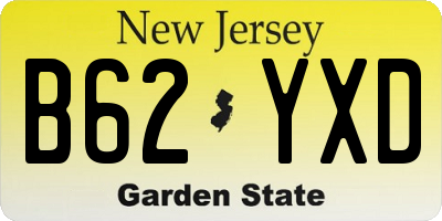 NJ license plate B62YXD