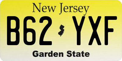 NJ license plate B62YXF