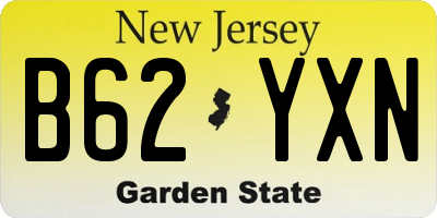 NJ license plate B62YXN