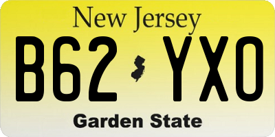 NJ license plate B62YXO