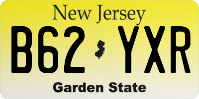 NJ license plate B62YXR