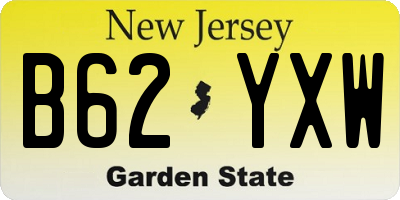 NJ license plate B62YXW