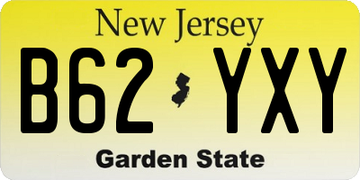 NJ license plate B62YXY