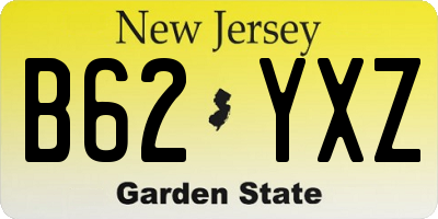 NJ license plate B62YXZ
