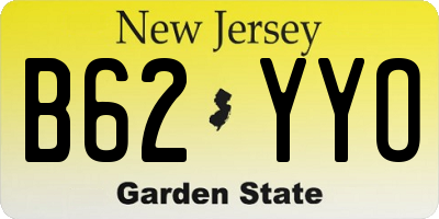 NJ license plate B62YYO