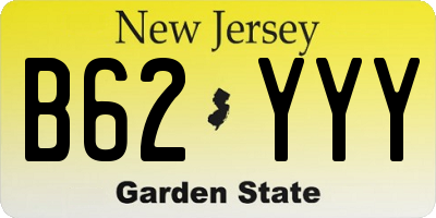 NJ license plate B62YYY