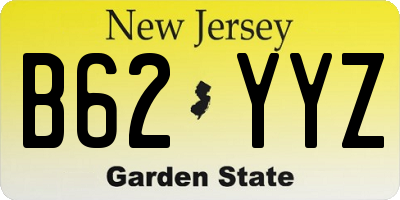 NJ license plate B62YYZ