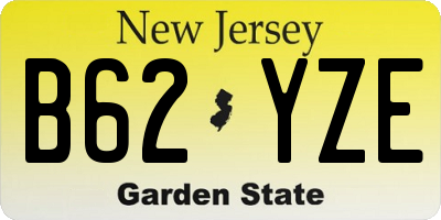 NJ license plate B62YZE