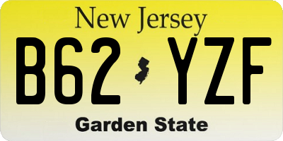 NJ license plate B62YZF