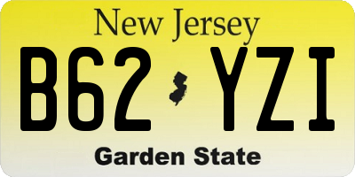 NJ license plate B62YZI