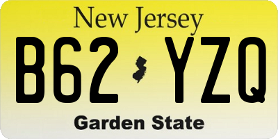 NJ license plate B62YZQ