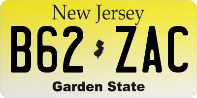 NJ license plate B62ZAC