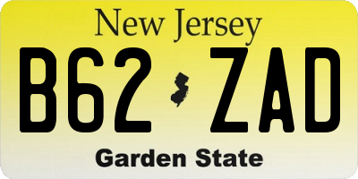 NJ license plate B62ZAD