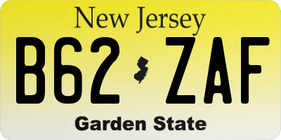 NJ license plate B62ZAF