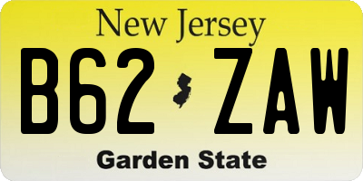NJ license plate B62ZAW