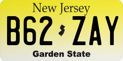 NJ license plate B62ZAY