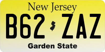 NJ license plate B62ZAZ