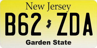 NJ license plate B62ZDA