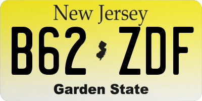 NJ license plate B62ZDF