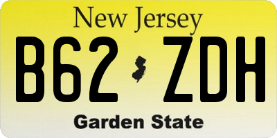 NJ license plate B62ZDH